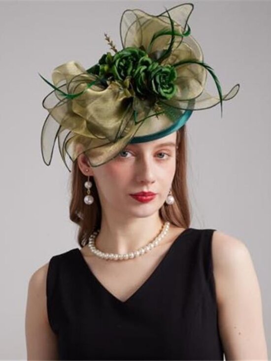 Women\'s Hat Headband Hairpin Organza Fascinator Hat
